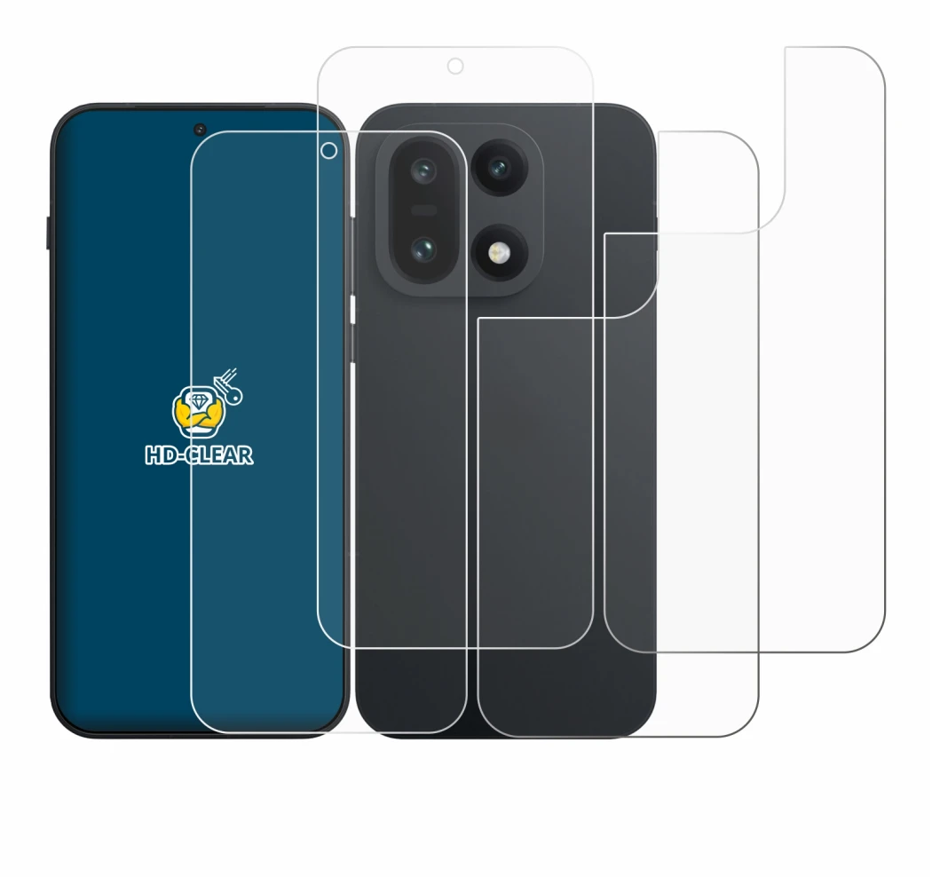 Imagen del dispositivo OnePlus 15 (Frontal+Trasero) con una amplia variedad de protectores de pantalla.