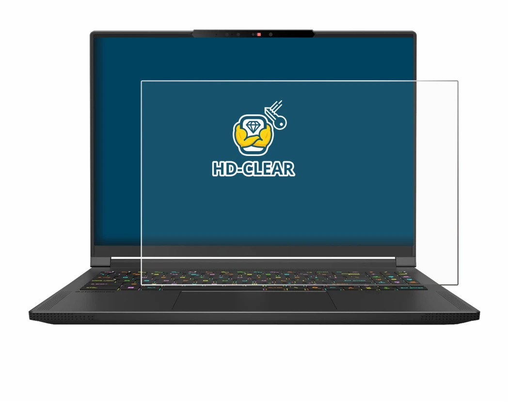 Imagen del dispositivo MSI Stealth A16 AI+ con una amplia variedad de protectores de pantalla.