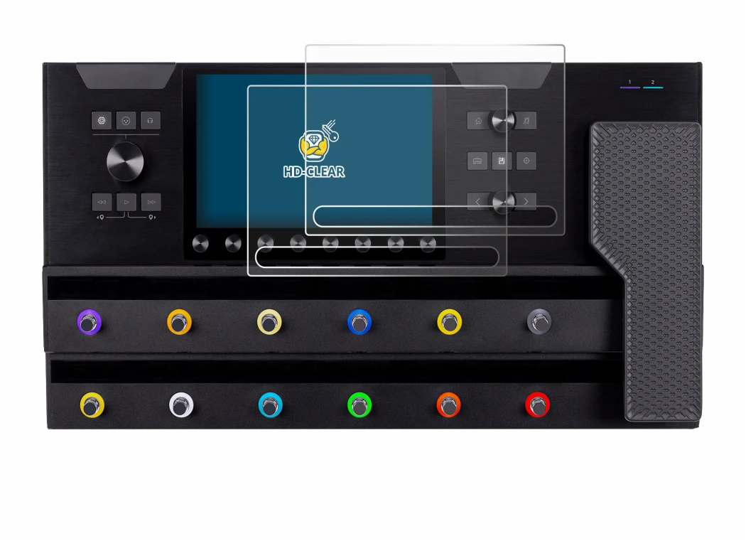 Imagen del dispositivo Line 6 Helix Stadium XL con una amplia variedad de protectores de pantalla.