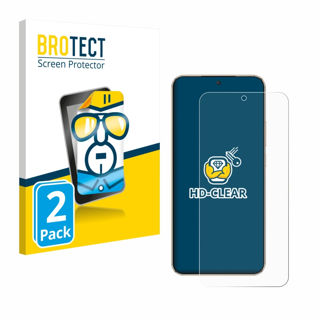 Parte frontal de un envase de producto con el logotipo de la marca BROTECT. Al lado se muestra el dispositivo Honor Magic 8 Li