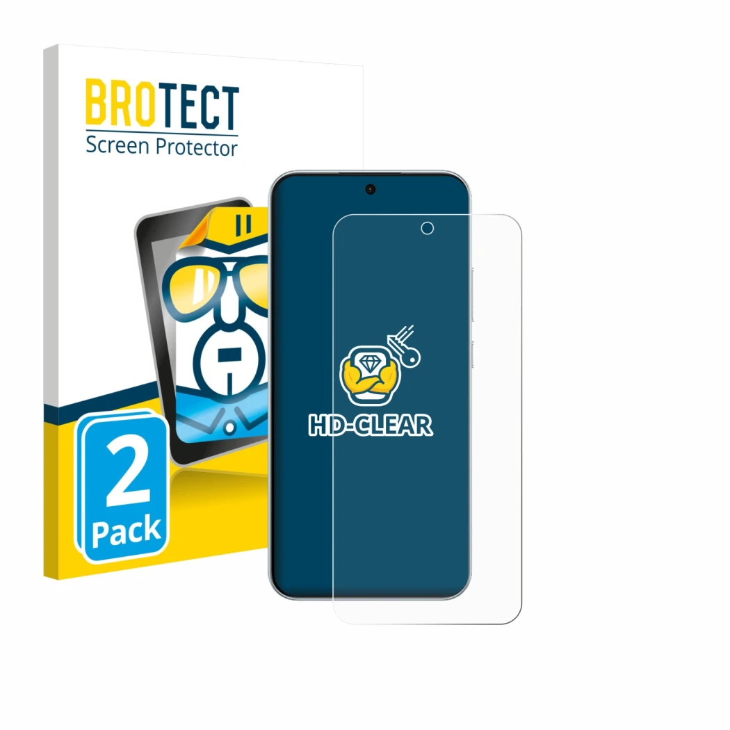 Parte frontal de un envase de producto con el logotipo de la marca BROTECT. Al lado se muestra el dispositivo Oppo F31 Pro con