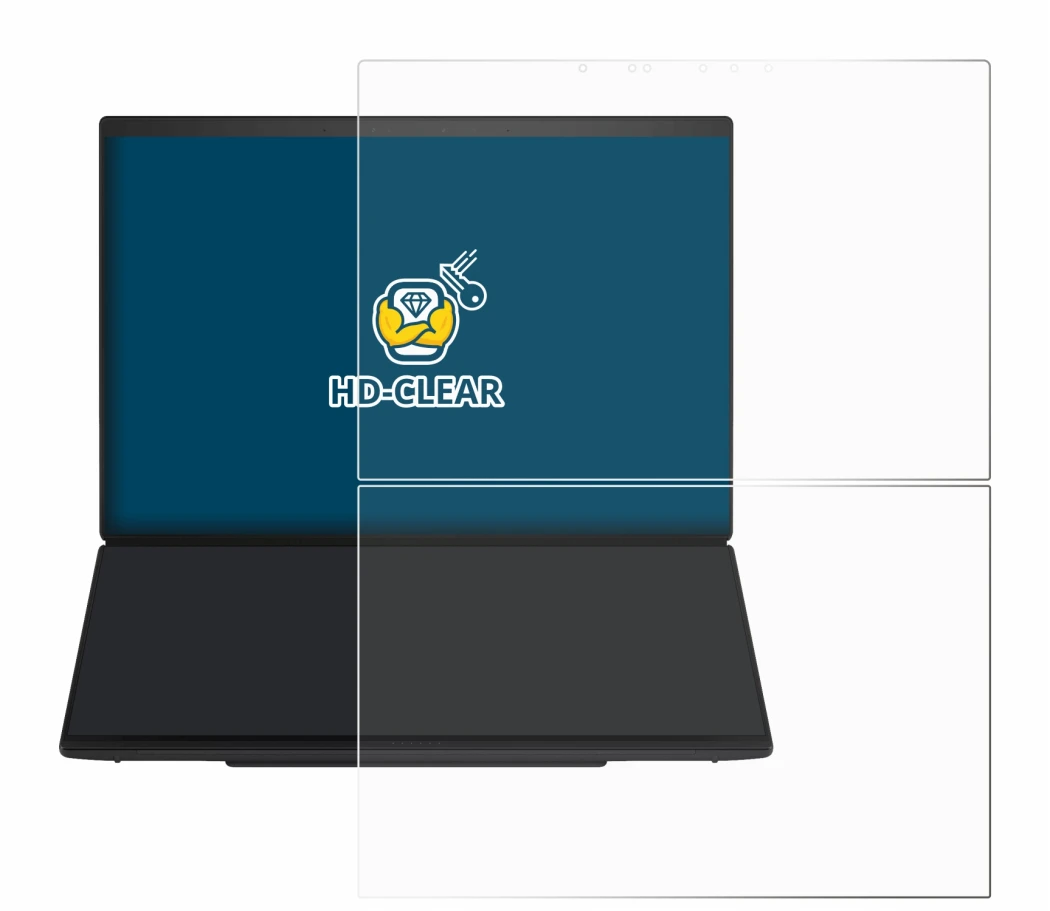 Imagen del dispositivo ASUS ZenBook Duo UX8407 con una amplia variedad de protectores de pantalla.