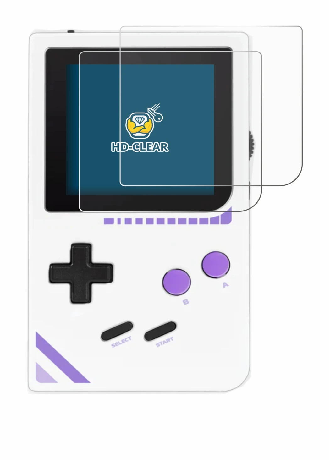 Imagen del dispositivo Modretro Chromatic con una amplia variedad de protectores de pantalla.