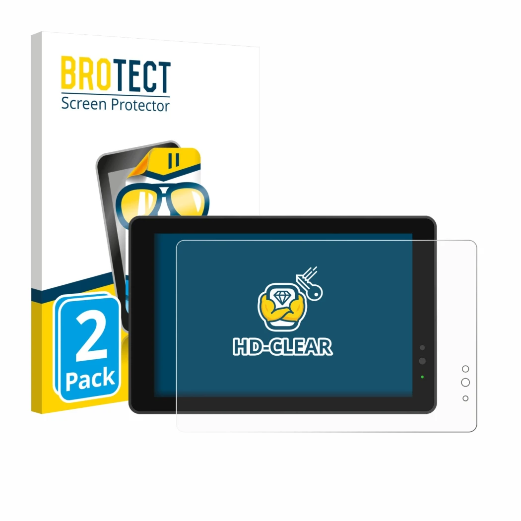 Parte frontal de un envase de producto con el logotipo de la marca BROTECT. Al lado se muestra el dispositivo Lilliput 719/T 7