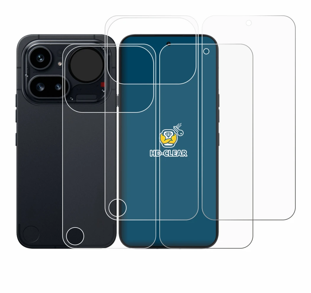 Imagen del dispositivo Nothing Phone (4a) Pro (Frontal+Trasero) con una amplia variedad de protectores de pantalla.