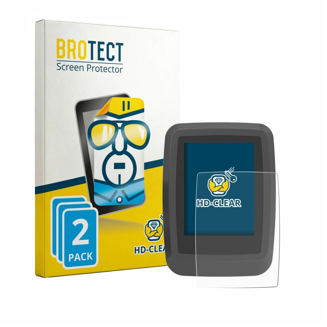 Parte frontal de un envase de producto con el logotipo de la marca BROTECT. Al lado se muestra el dispositivo Ananda D16 TFT-D