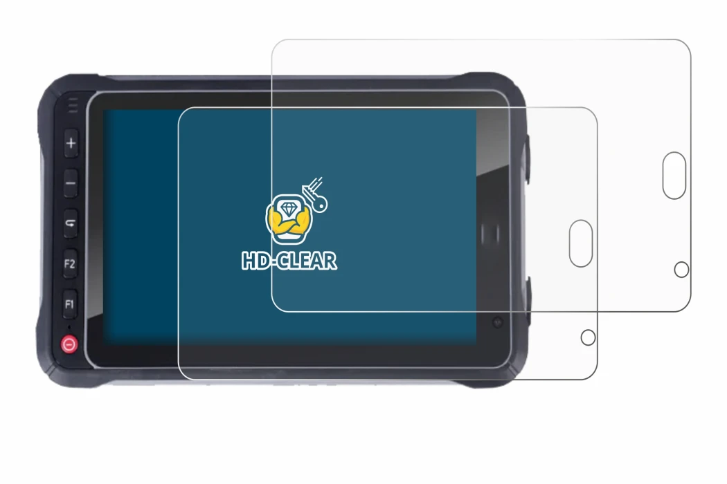 Imagen del dispositivo Hugerock X72 con una amplia variedad de protectores de pantalla.