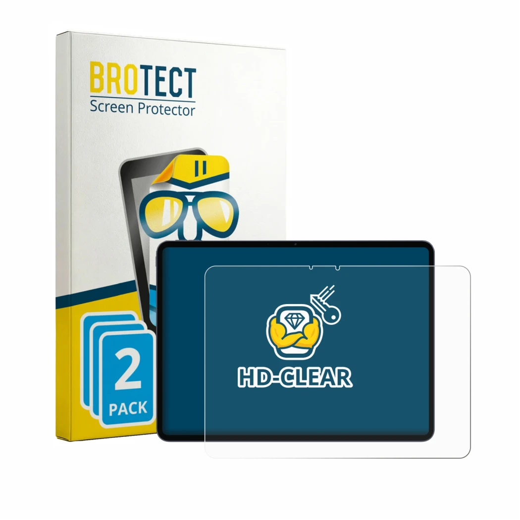Parte frontal de un envase de producto con el logotipo de la marca BROTECT. Al lado se muestra el dispositivo OnePlus Pad 3 Pr