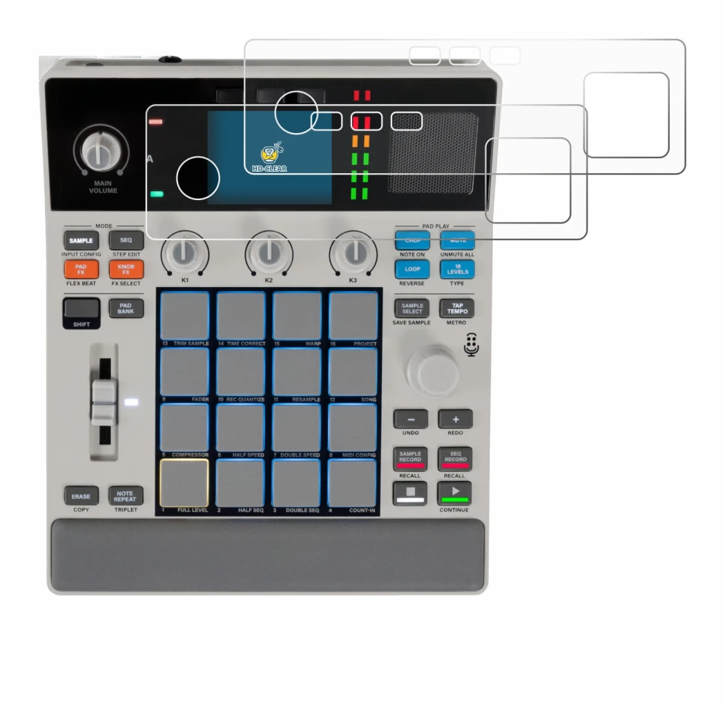 Imagen del dispositivo Akai MPC Sample con una amplia variedad de protectores de pantalla.