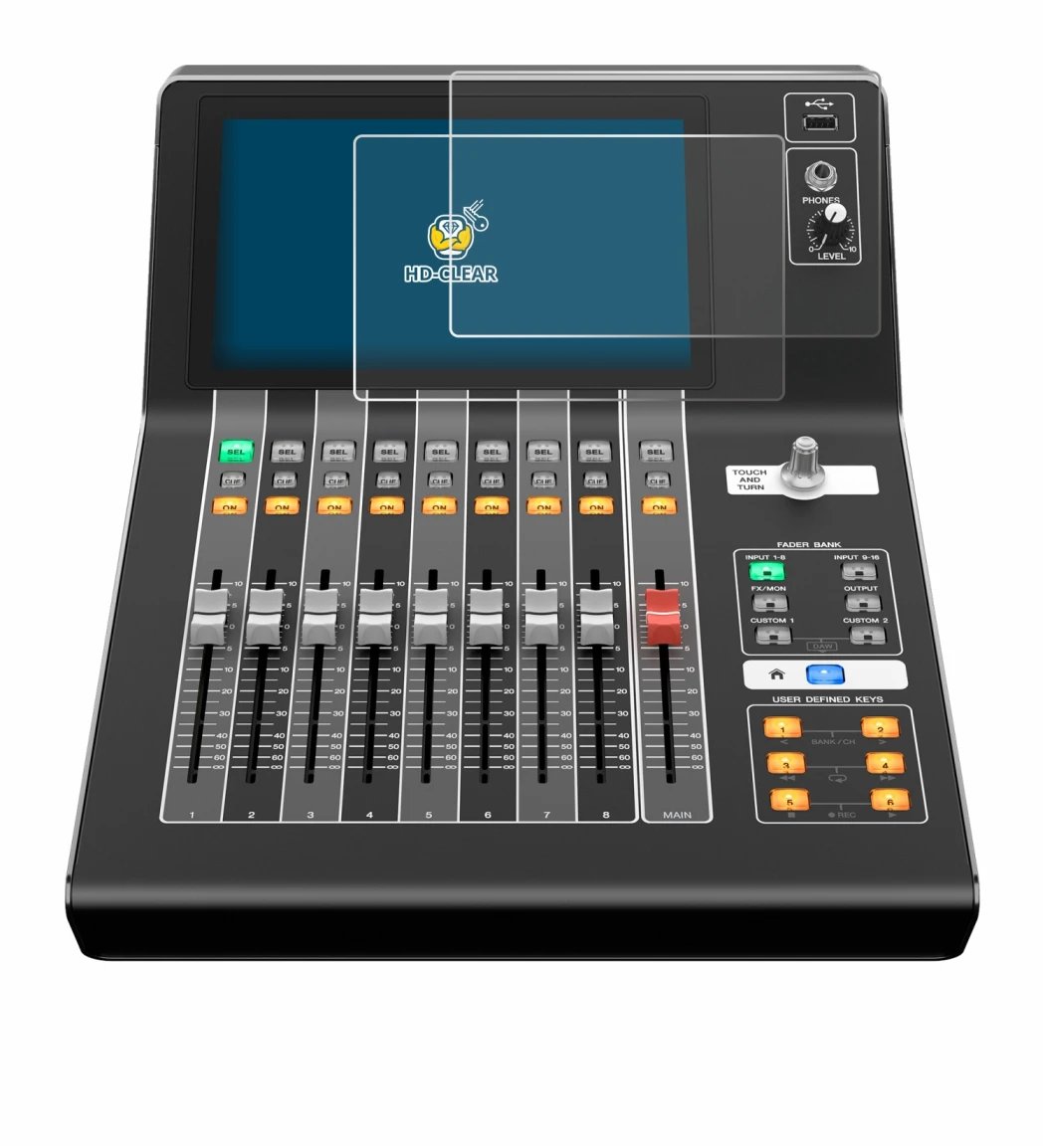 Imagen del dispositivo Yamaha DM3 con una amplia variedad de protectores de pantalla.