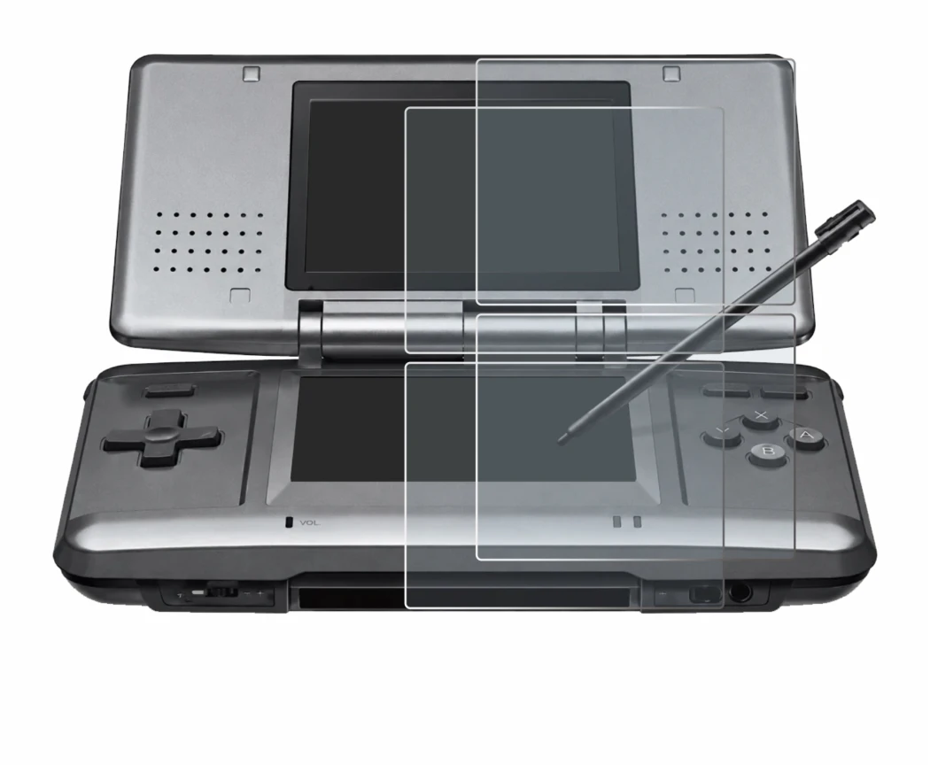 Imagen del dispositivo Nintendo DS con una amplia variedad de protectores de pantalla.