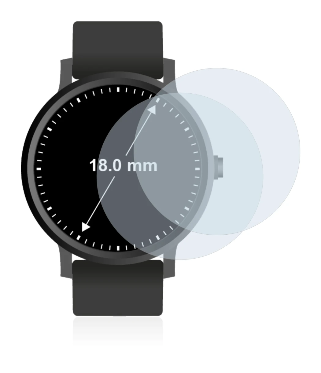 Imagen del dispositivo Relojes (Circular, ø: 18 mm) con una amplia variedad de protectores de pantalla.
