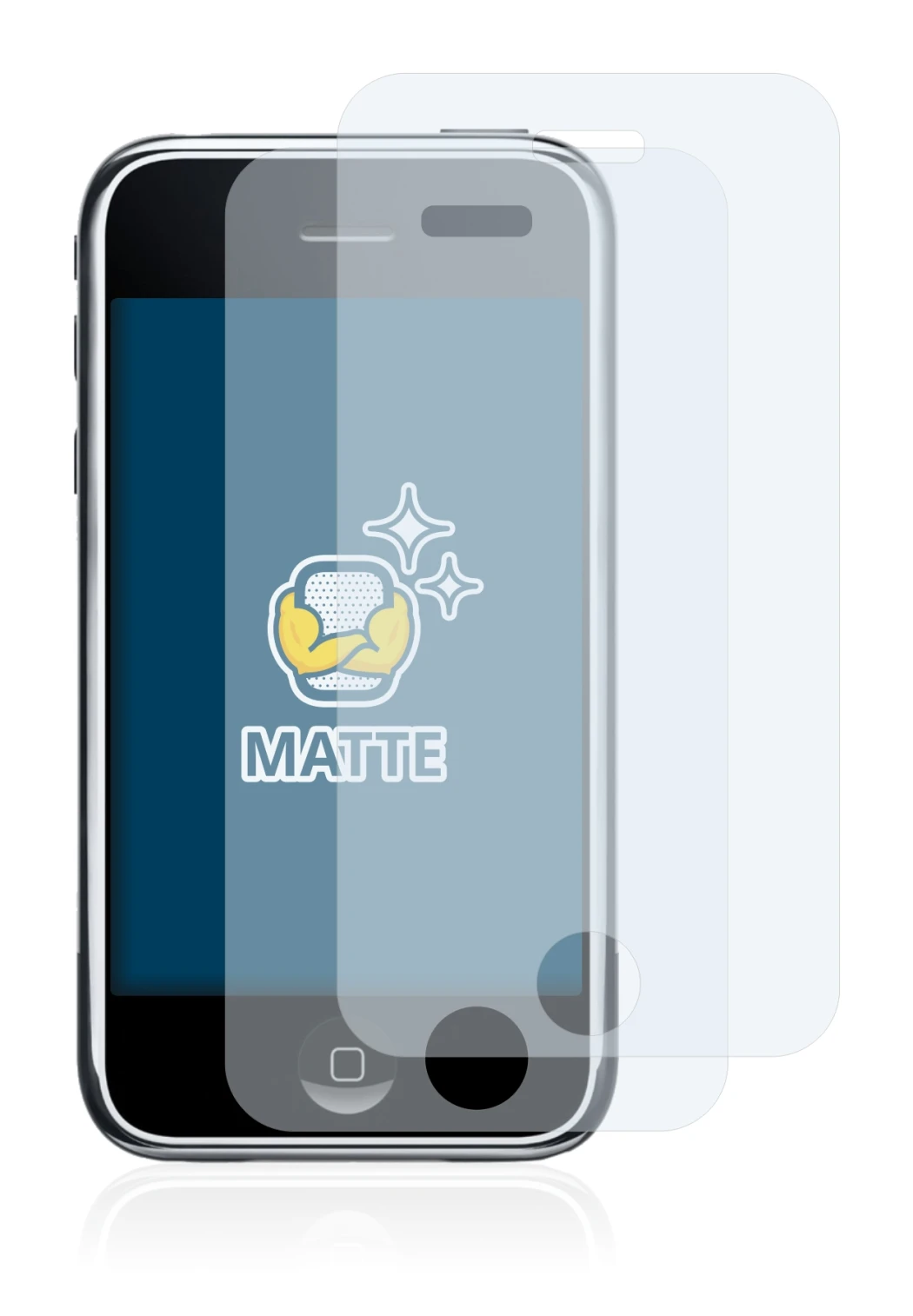 Imagen del dispositivo Apple iPhone 3G con una amplia variedad de protectores de pantalla.