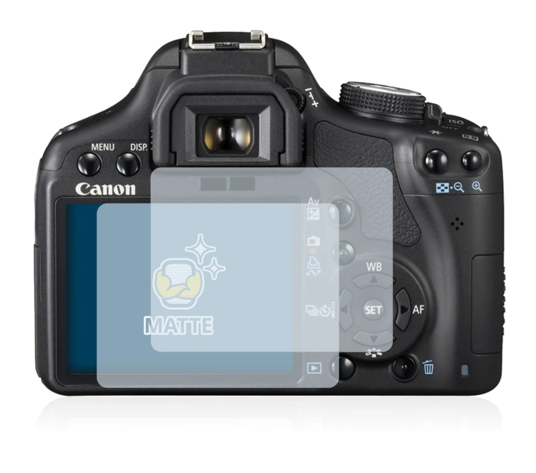 Imagen del dispositivo Canon EOS 500D con una amplia variedad de protectores de pantalla.