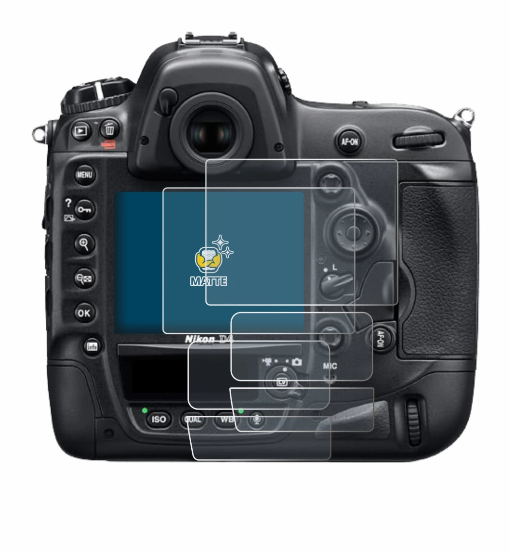 Imagen del dispositivo Nikon D4 con una amplia variedad de protectores de pantalla.