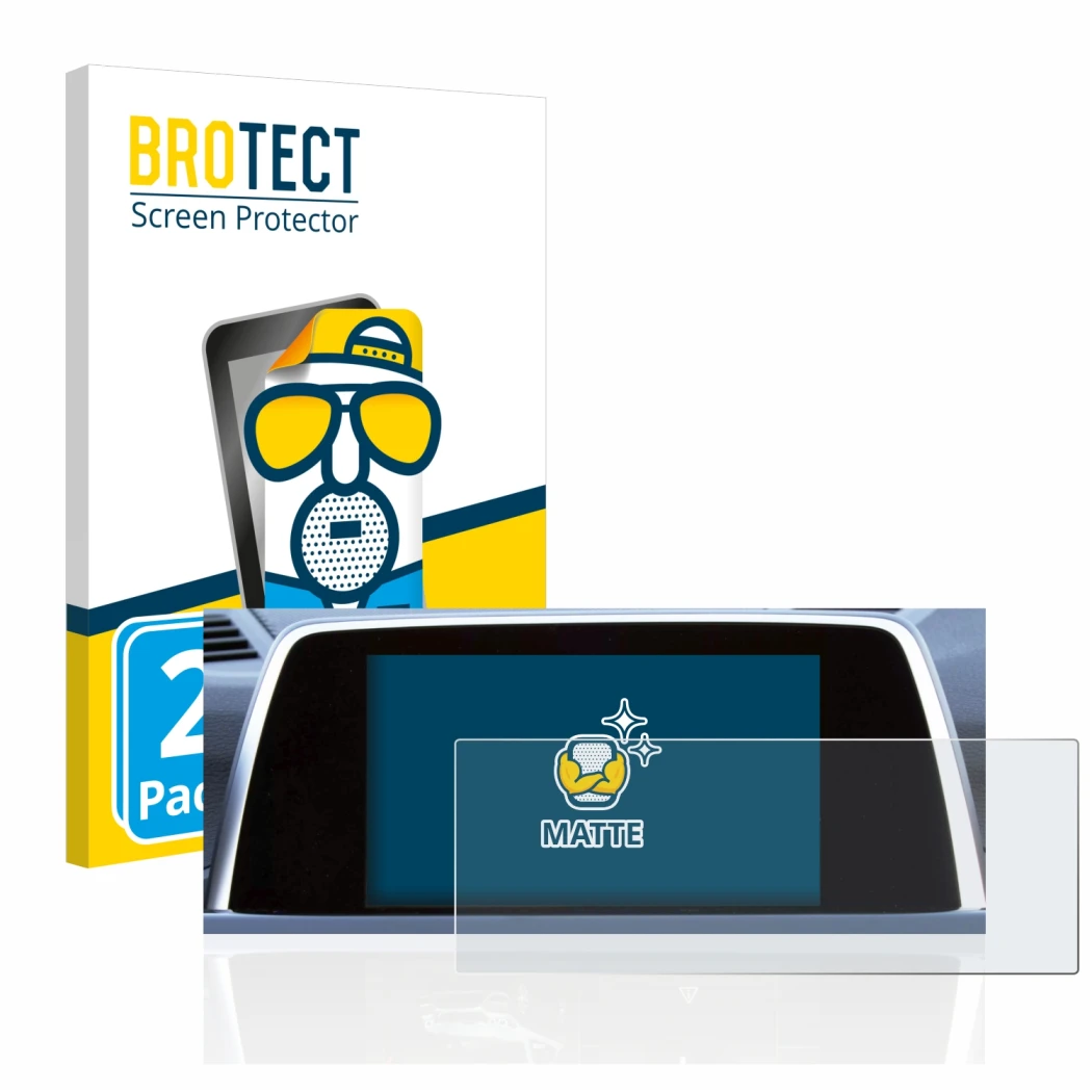 Parte frontal de un envase de producto con el logotipo de la marca BROTECT. Al lado se muestra el dispositivo BMW 6 F13 Coupe 