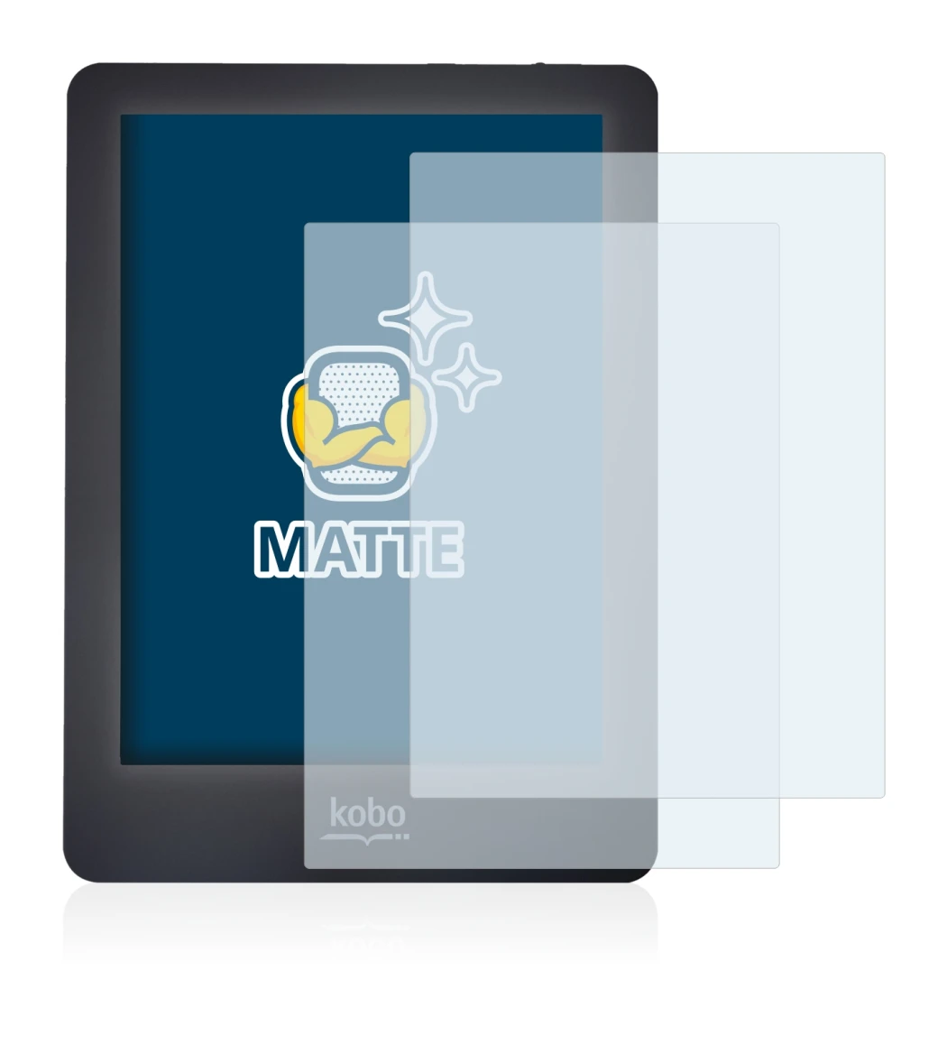 Imagen del dispositivo Kobo Glo con una amplia variedad de protectores de pantalla.