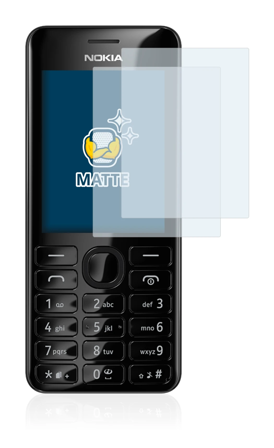 Imagen del dispositivo Nokia 206 Dual SIM con una amplia variedad de protectores de pantalla.