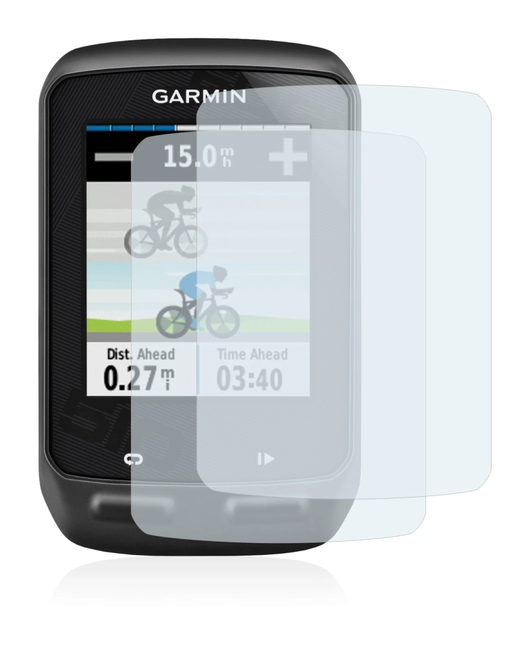 Imagen del dispositivo Garmin Edge 510 con una amplia variedad de protectores de pantalla.