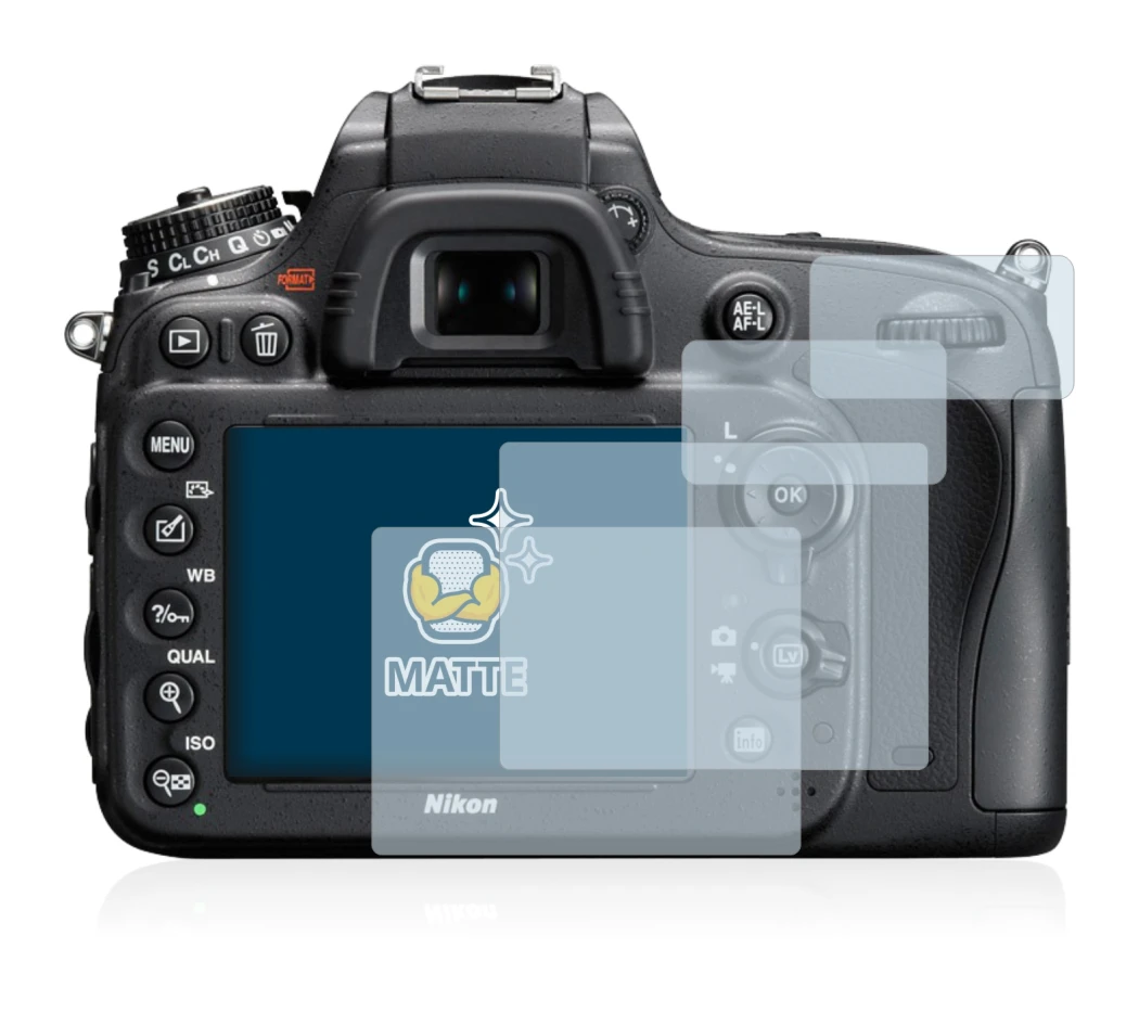 Imagen del dispositivo Nikon D610 con una amplia variedad de protectores de pantalla.