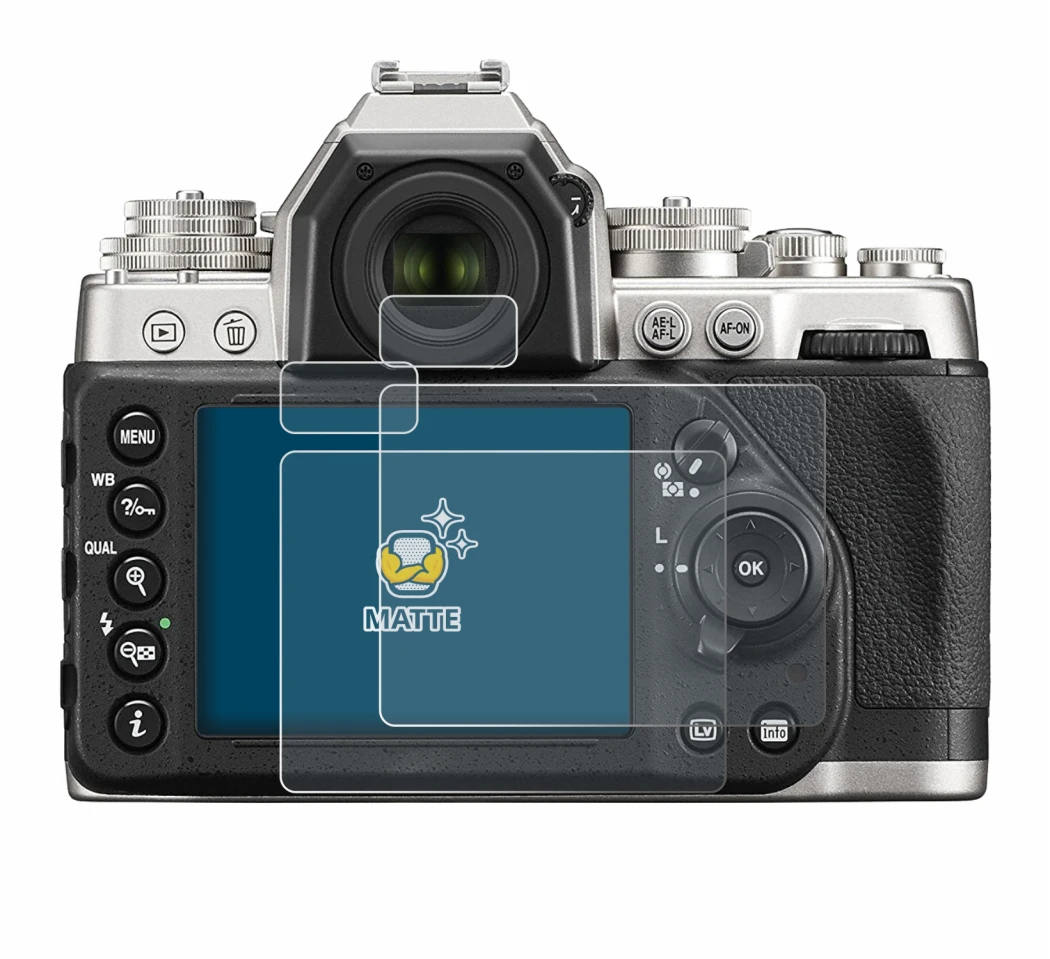 Imagen del dispositivo Nikon Df con una amplia variedad de protectores de pantalla.