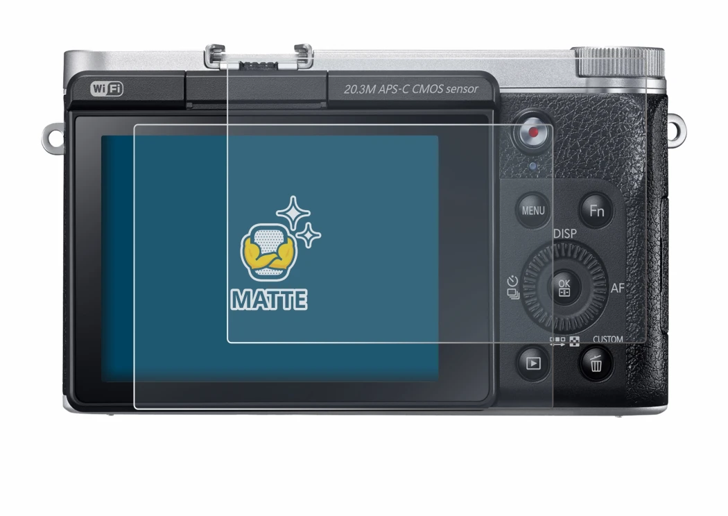 Imagen del dispositivo Samsung NX300M con una amplia variedad de protectores de pantalla.