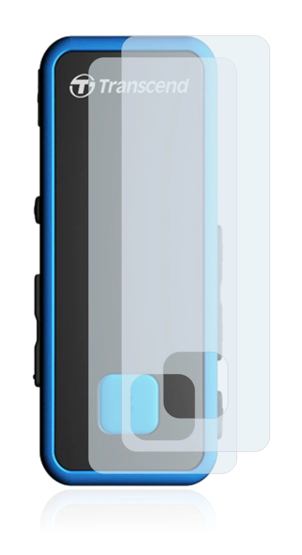 Imagen del dispositivo Transcend MP350 con una amplia variedad de protectores de pantalla.
