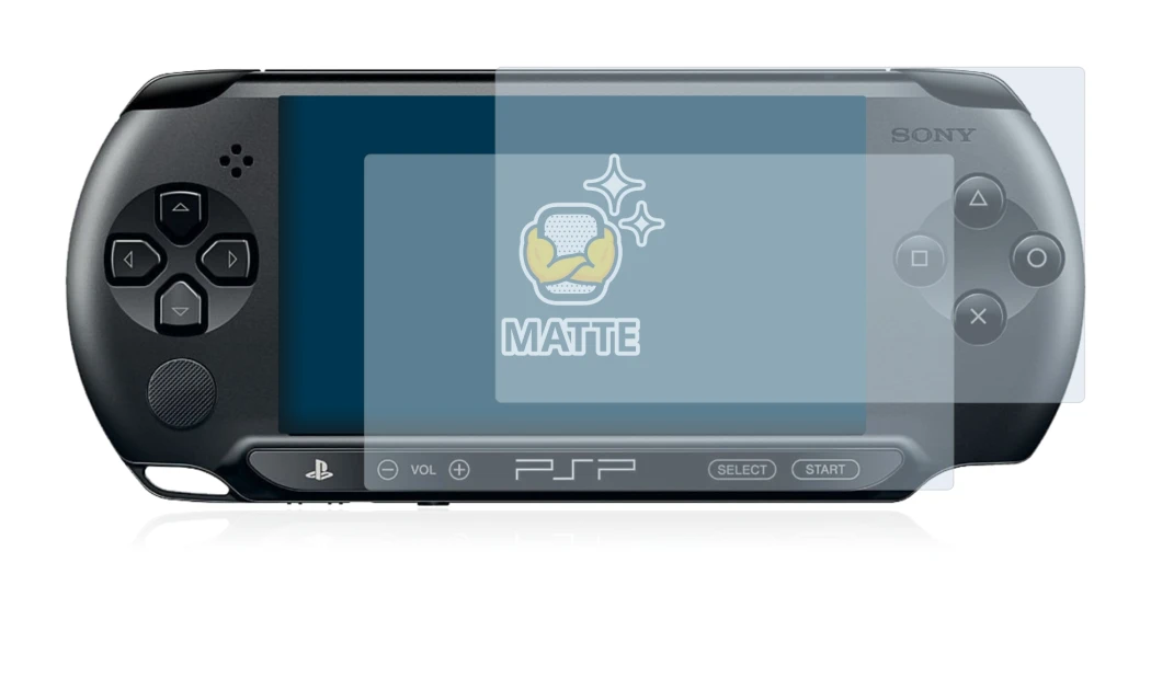 Imagen del dispositivo Sony PSP 2000 con una amplia variedad de protectores de pantalla.