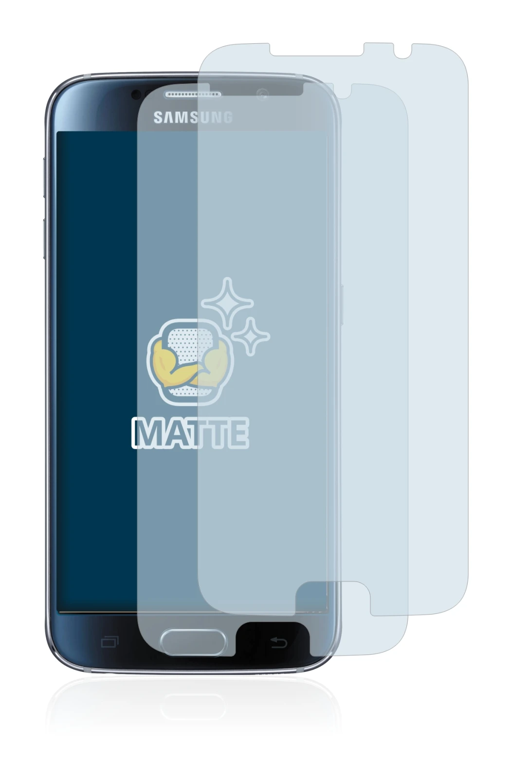 Imagen del dispositivo Samsung Galaxy S6 con una amplia variedad de protectores de pantalla.