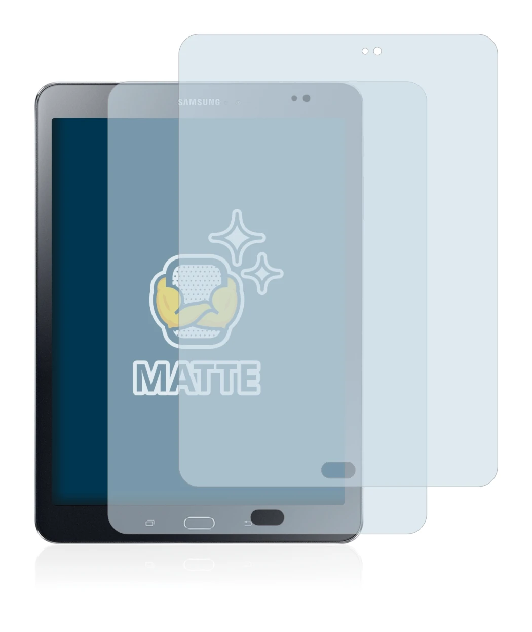 Imagen del dispositivo Samsung Galaxy Tab S2 9.7 con una amplia variedad de protectores de pantalla.
