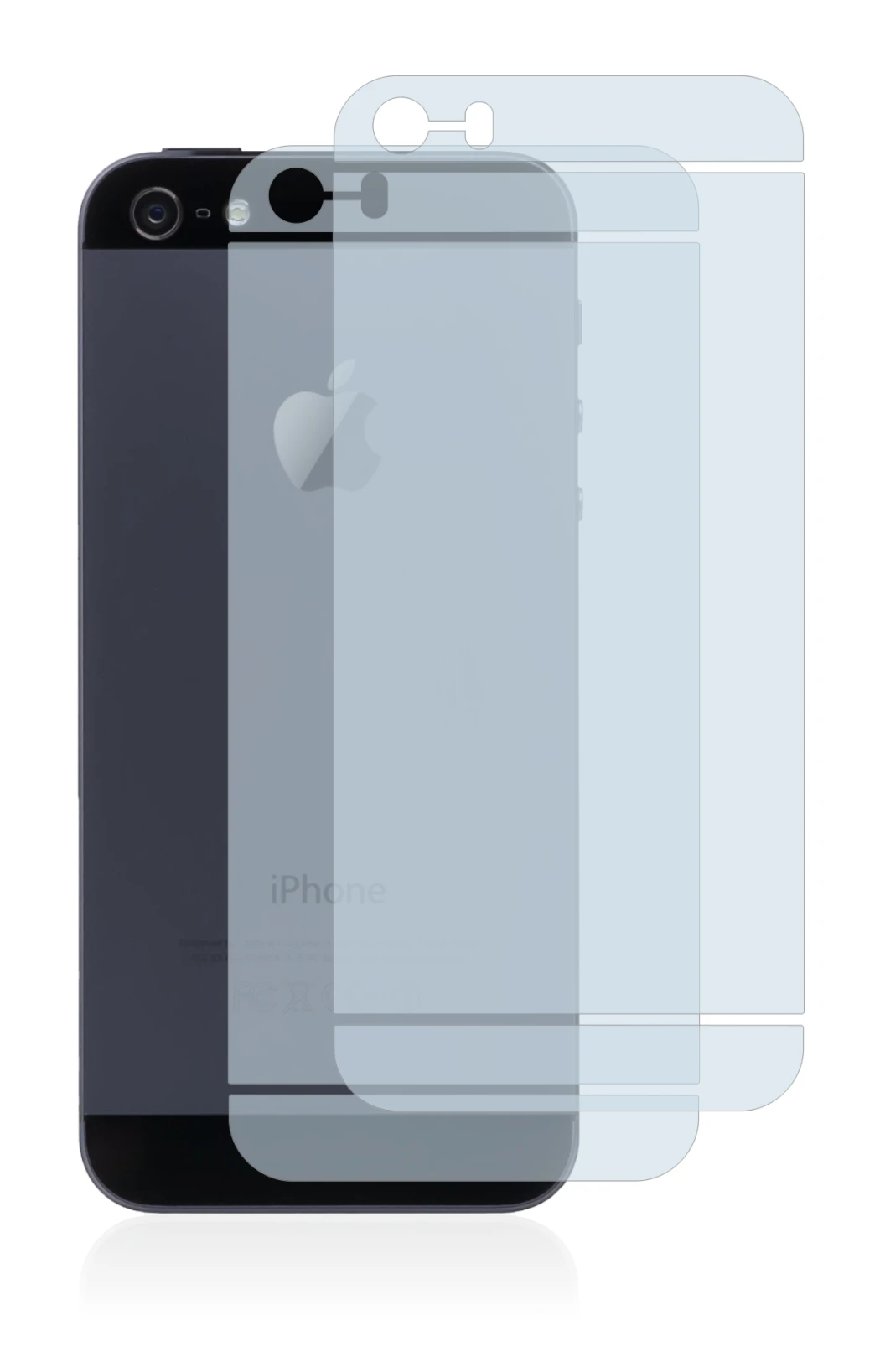 Imagen del dispositivo Apple iPhone SE 2016 Trasera (superficie entera) con una amplia variedad de protectores de pantalla.