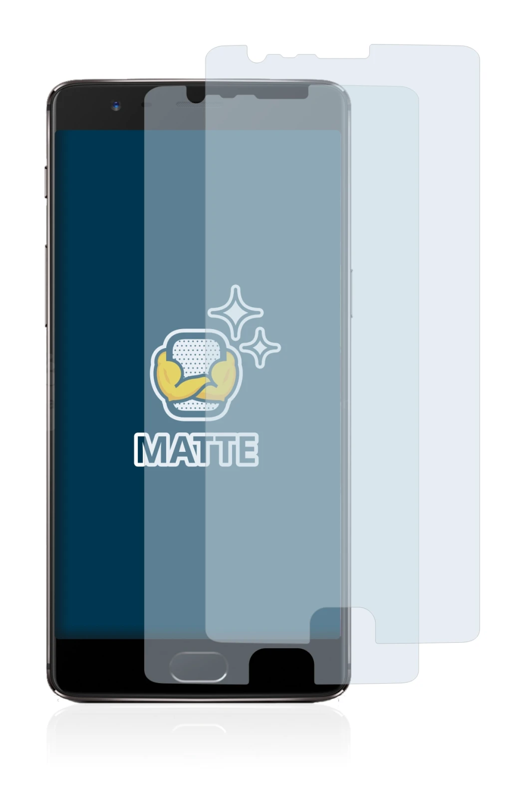 Imagen del dispositivo OnePlus 3T con una amplia variedad de protectores de pantalla.