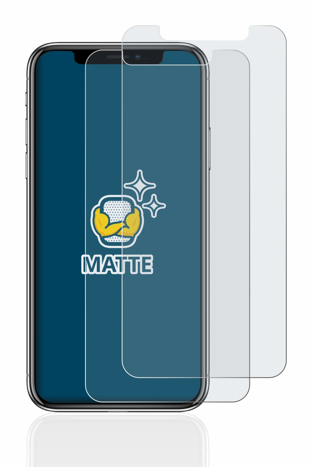 Imagen del dispositivo Apple iPhone X con una amplia variedad de protectores de pantalla.