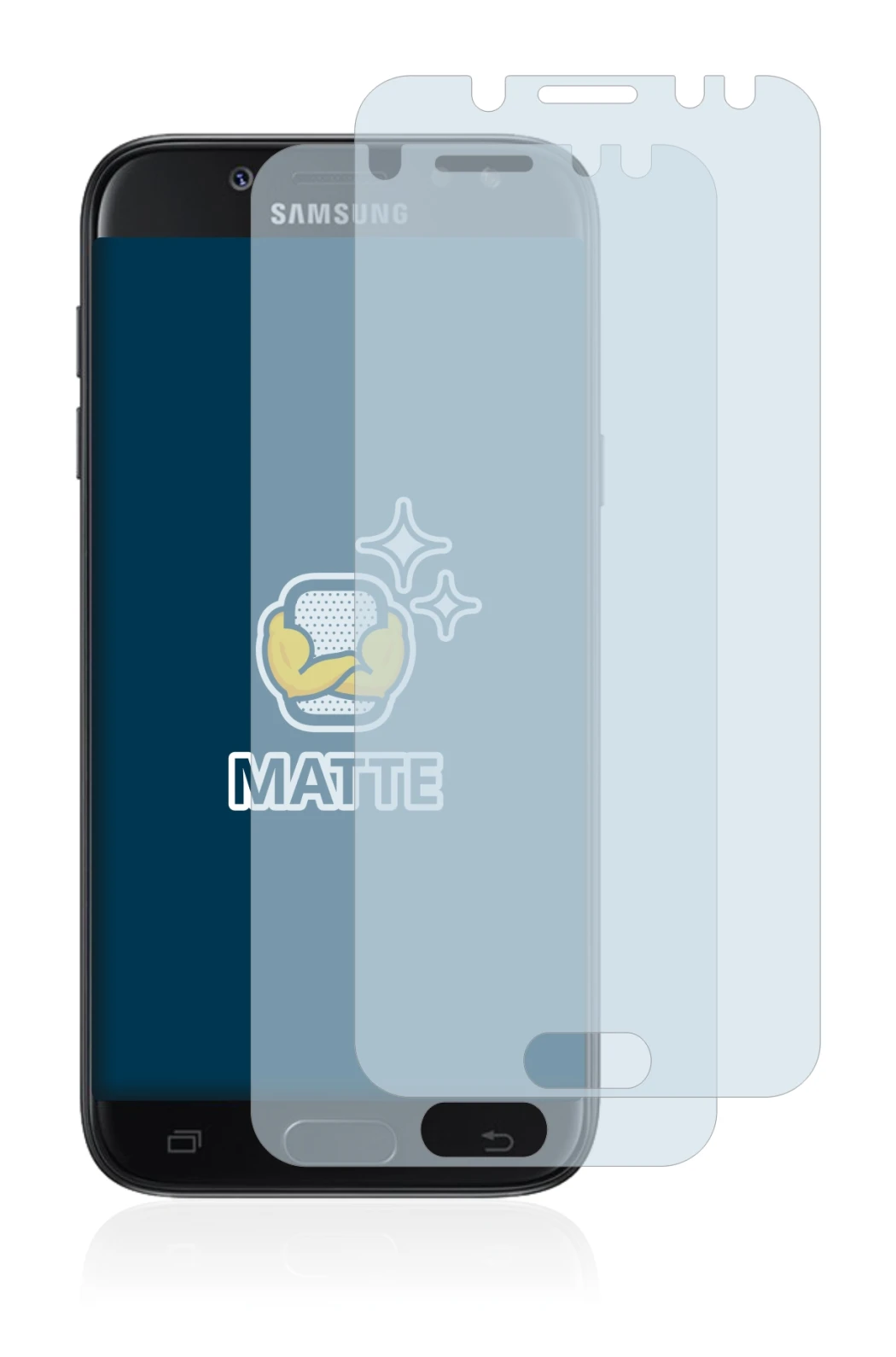 Imagen del dispositivo Samsung Galaxy J5 2017 con una amplia variedad de protectores de pantalla.