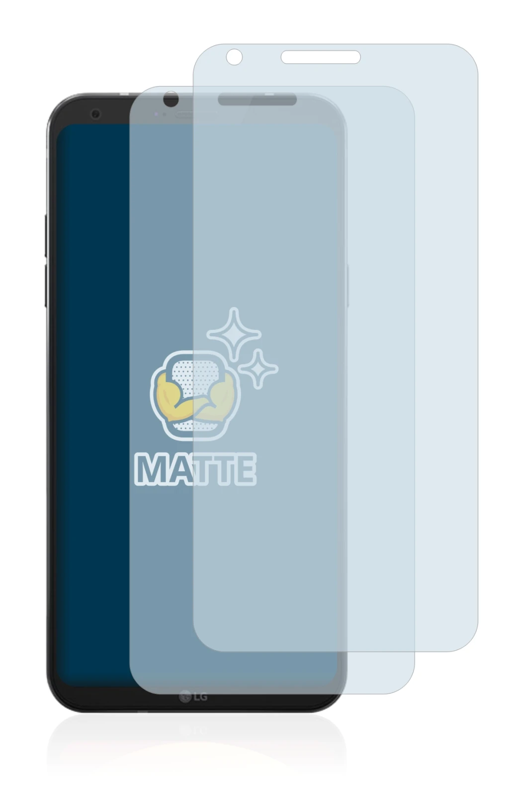 Imagen del dispositivo LG Q6 con una amplia variedad de protectores de pantalla.