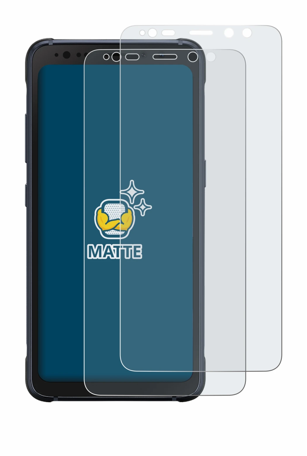 Imagen del dispositivo Samsung Galaxy S8 Active con una amplia variedad de protectores de pantalla.