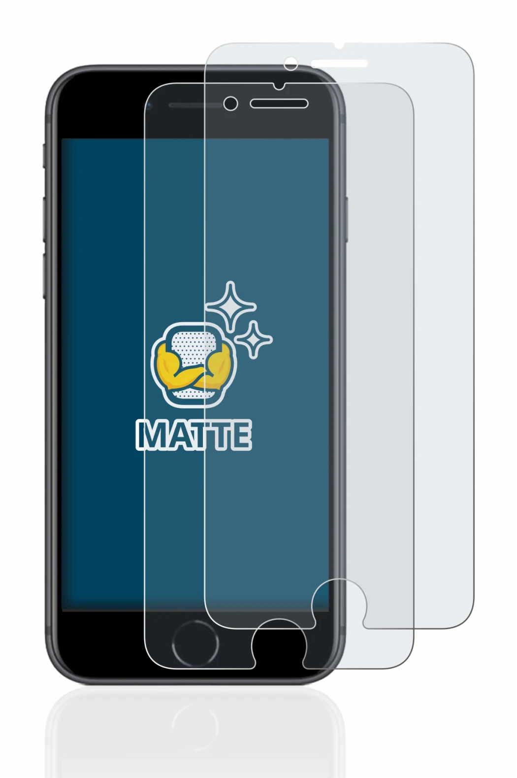 Imagen del dispositivo Apple iPhone 8 con una amplia variedad de protectores de pantalla.