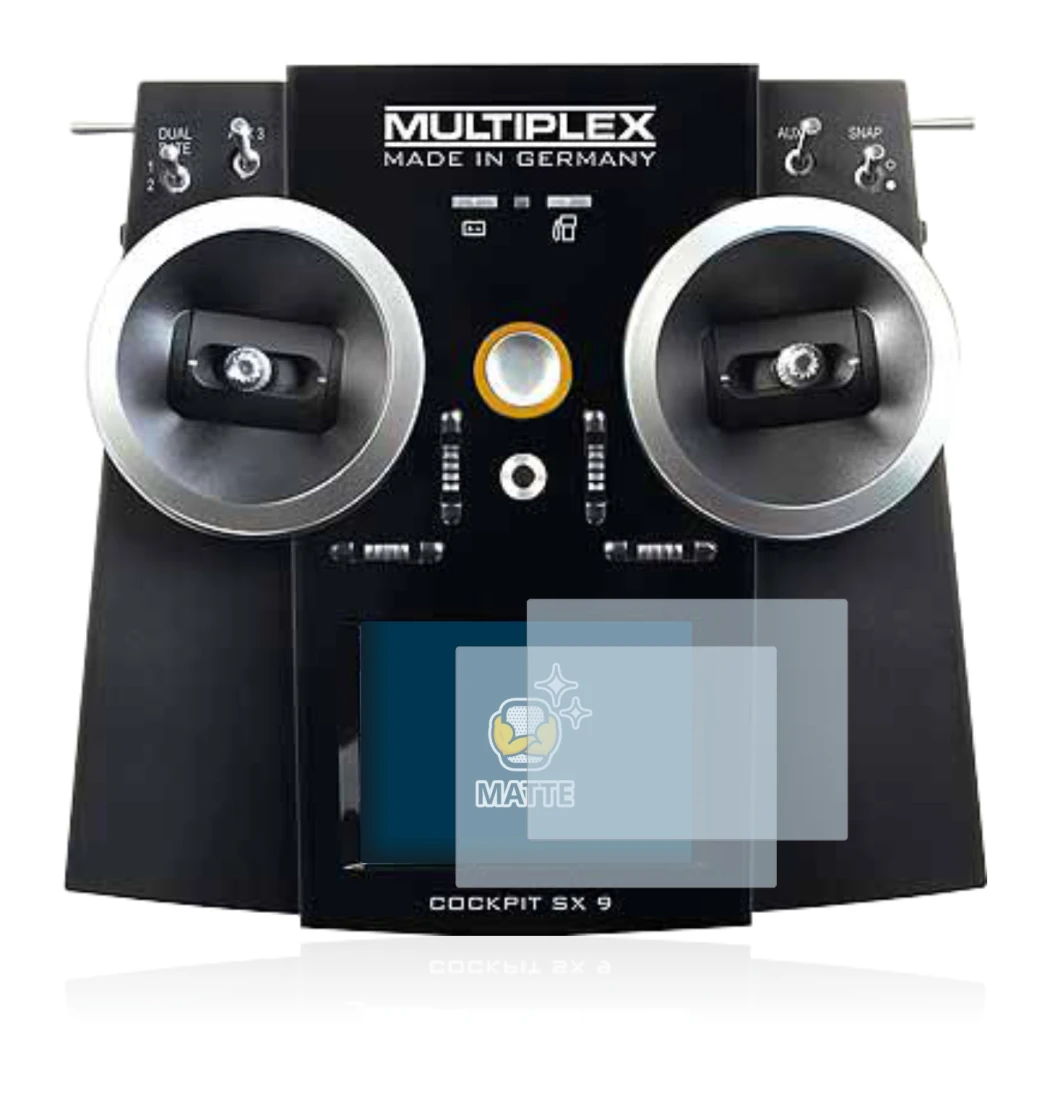 Imagen del dispositivo Multiplex Cockpit SX9 con una amplia variedad de protectores de pantalla.
