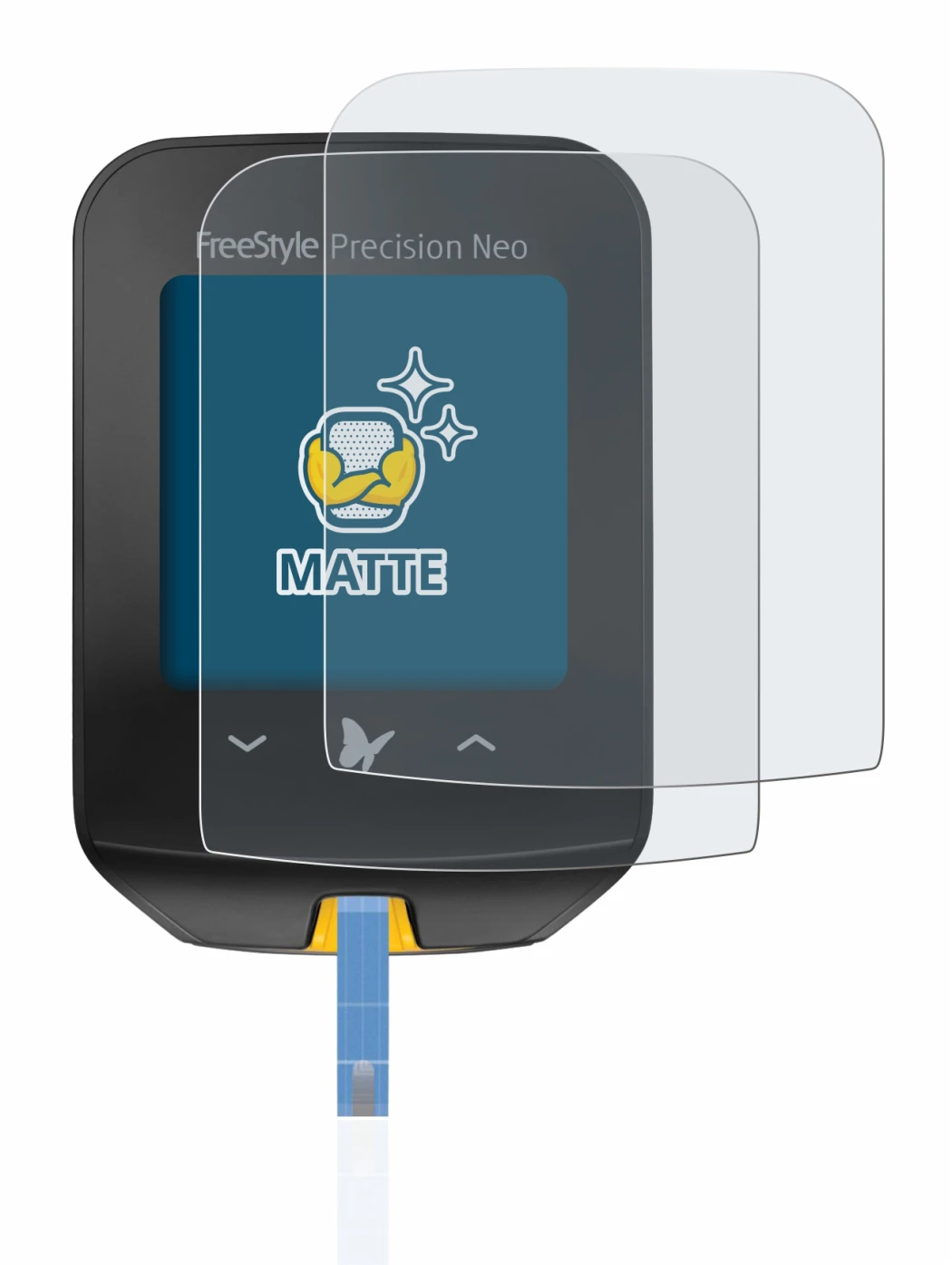 Imagen del dispositivo Freestyle Precision Neo con una amplia variedad de protectores de pantalla.