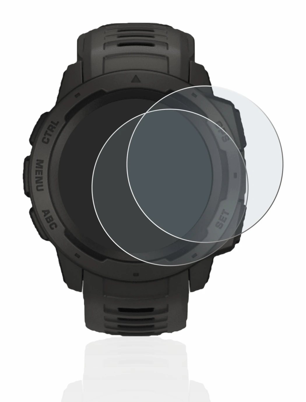 Imagen del dispositivo Garmin Instinct con una amplia variedad de protectores de pantalla.
