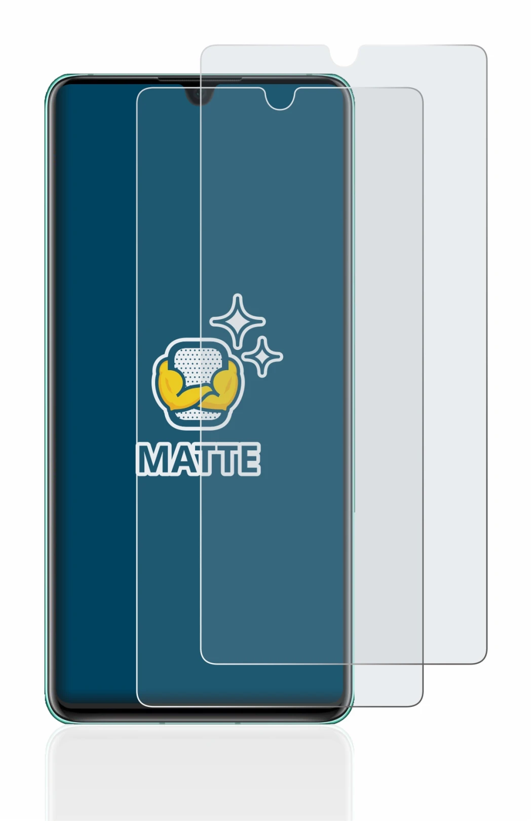 Imagen del dispositivo Huawei P30 con una amplia variedad de protectores de pantalla.