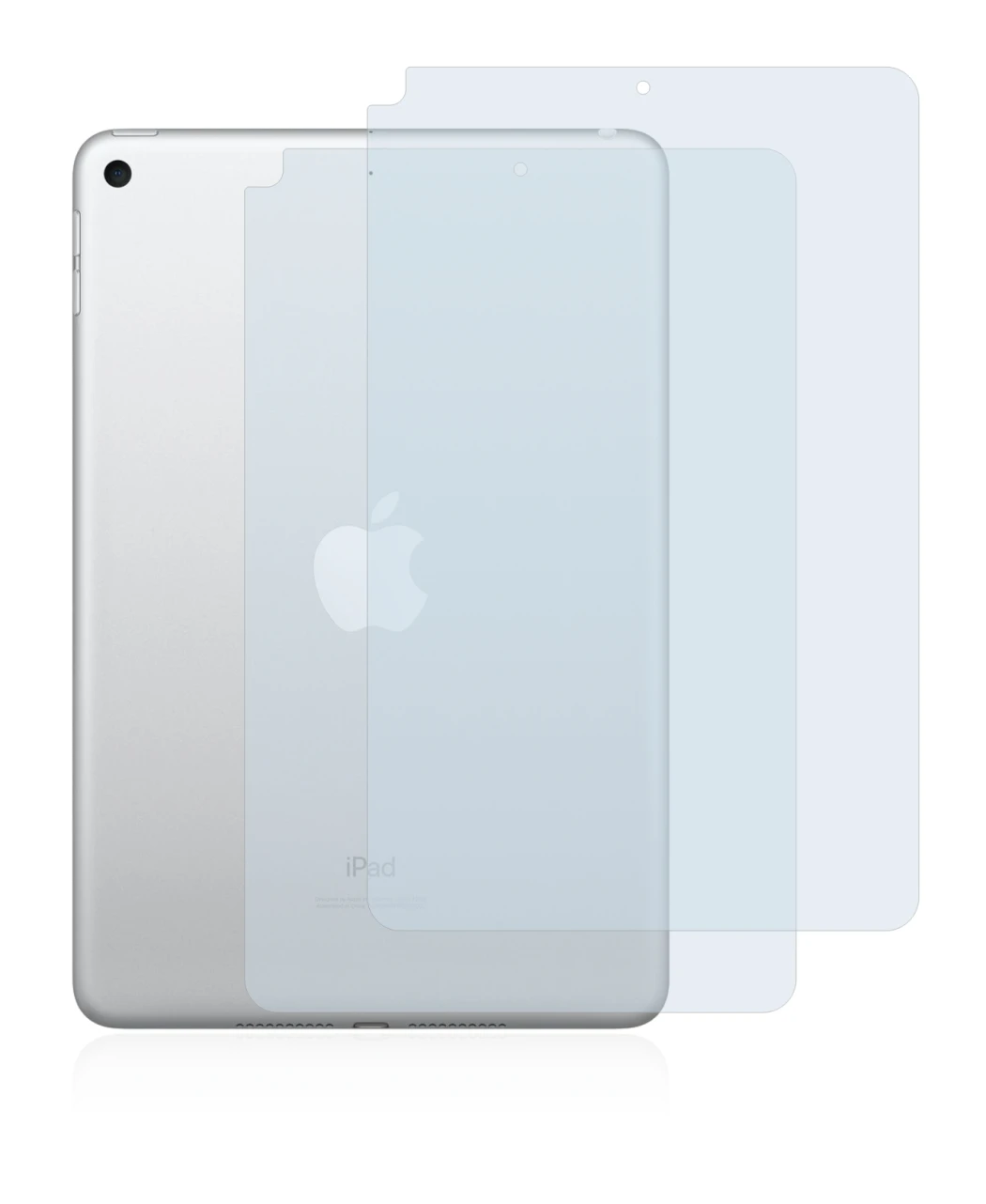 Imagen del dispositivo Apple iPad Mini 5 2019 (Trasero, 5a Gen.) con una amplia variedad de protectores de pantalla.