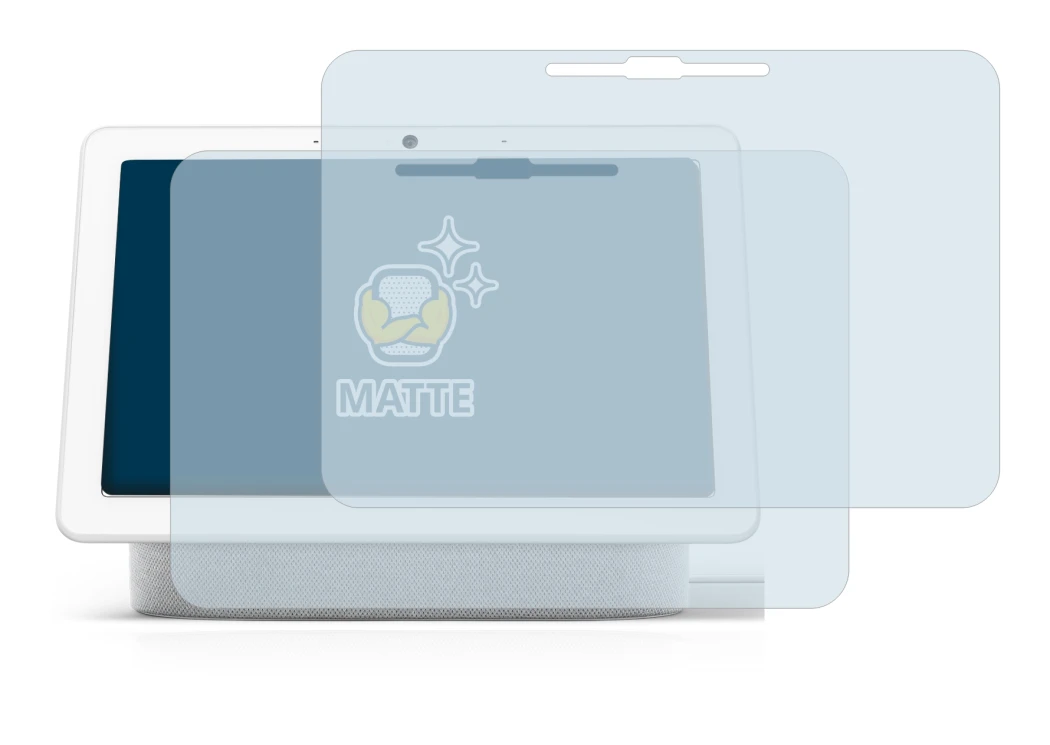 Imagen del dispositivo Google Nest Hub Max con una amplia variedad de protectores de pantalla.