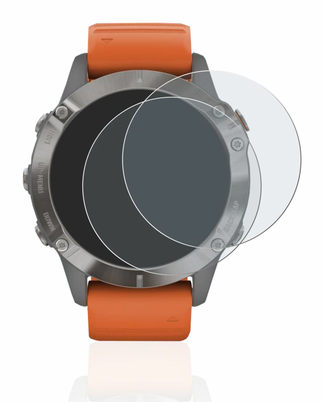 Imagen del dispositivo Garmin Fenix 6 Pro con una amplia variedad de protectores de pantalla.