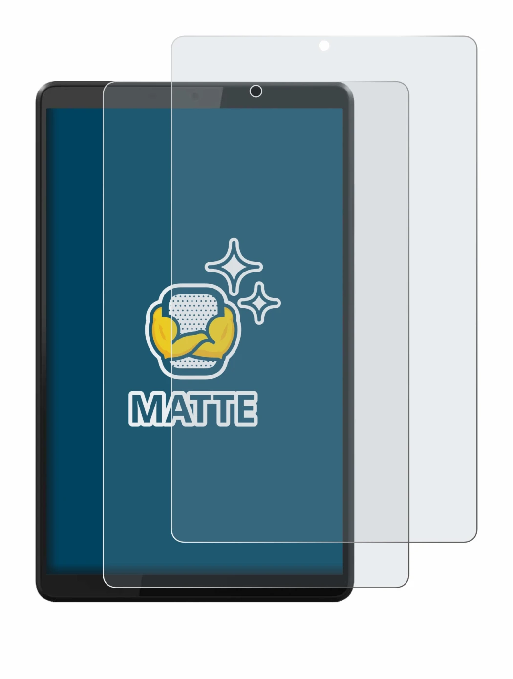 Imagen del dispositivo Lenovo Tab M8 con una amplia variedad de protectores de pantalla.