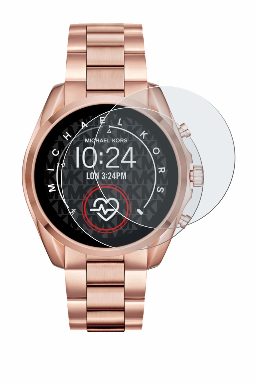 Imagen del dispositivo Michael Kors Access Bradshaw 2 con una amplia variedad de protectores de pantalla.