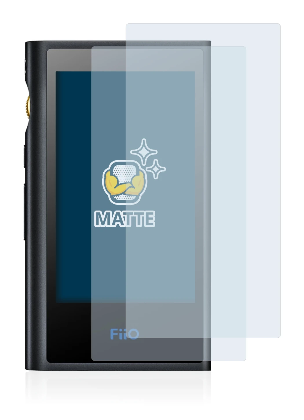 Imagen del dispositivo FiiO M9 con una amplia variedad de protectores de pantalla.