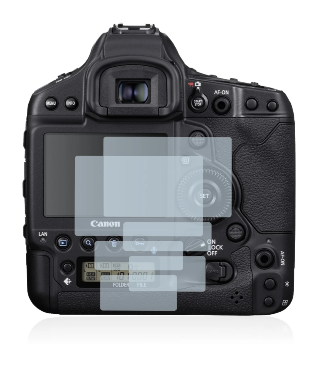 Imagen del dispositivo Canon EOS 1D X Mark III con una amplia variedad de protectores de pantalla.