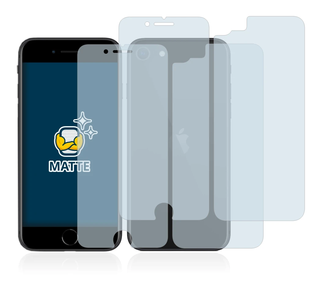 Imagen del dispositivo Apple iPhone SE 2 2020 (Frontal+Trasero) con una amplia variedad de protectores de pantalla.