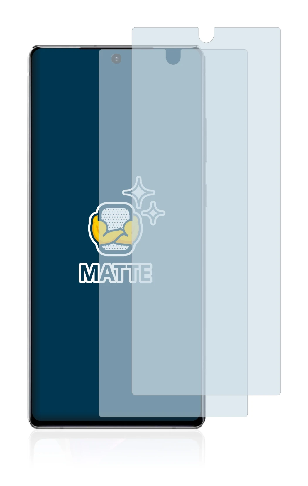 Imagen del dispositivo Samsung Galaxy Note 20 con una amplia variedad de protectores de pantalla.